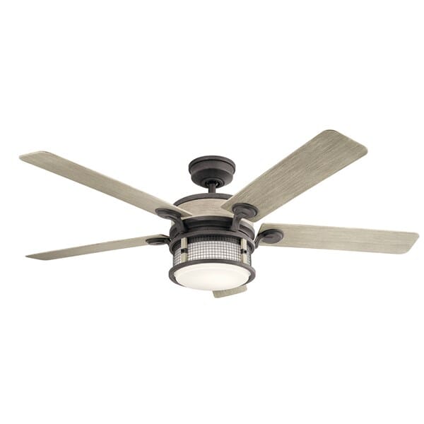 Kichler Ahrendale 1-Light 60" Outdoor Ceiling Fan in Weathered Zinc