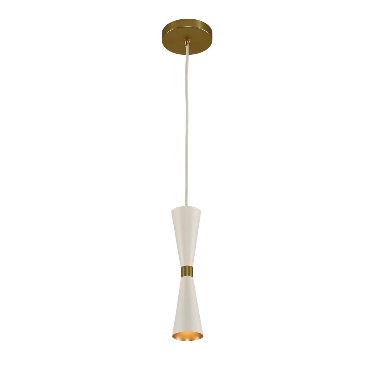 Kalco Milo Mini Pendant in White and Vintage Brass