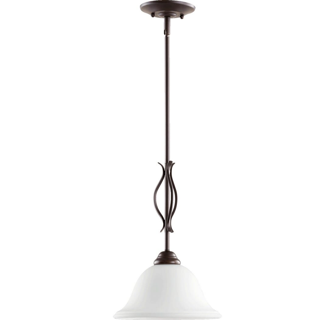 Quorum Spencer 8" Ceiling Light in Oiled Bronze with Satin Opal