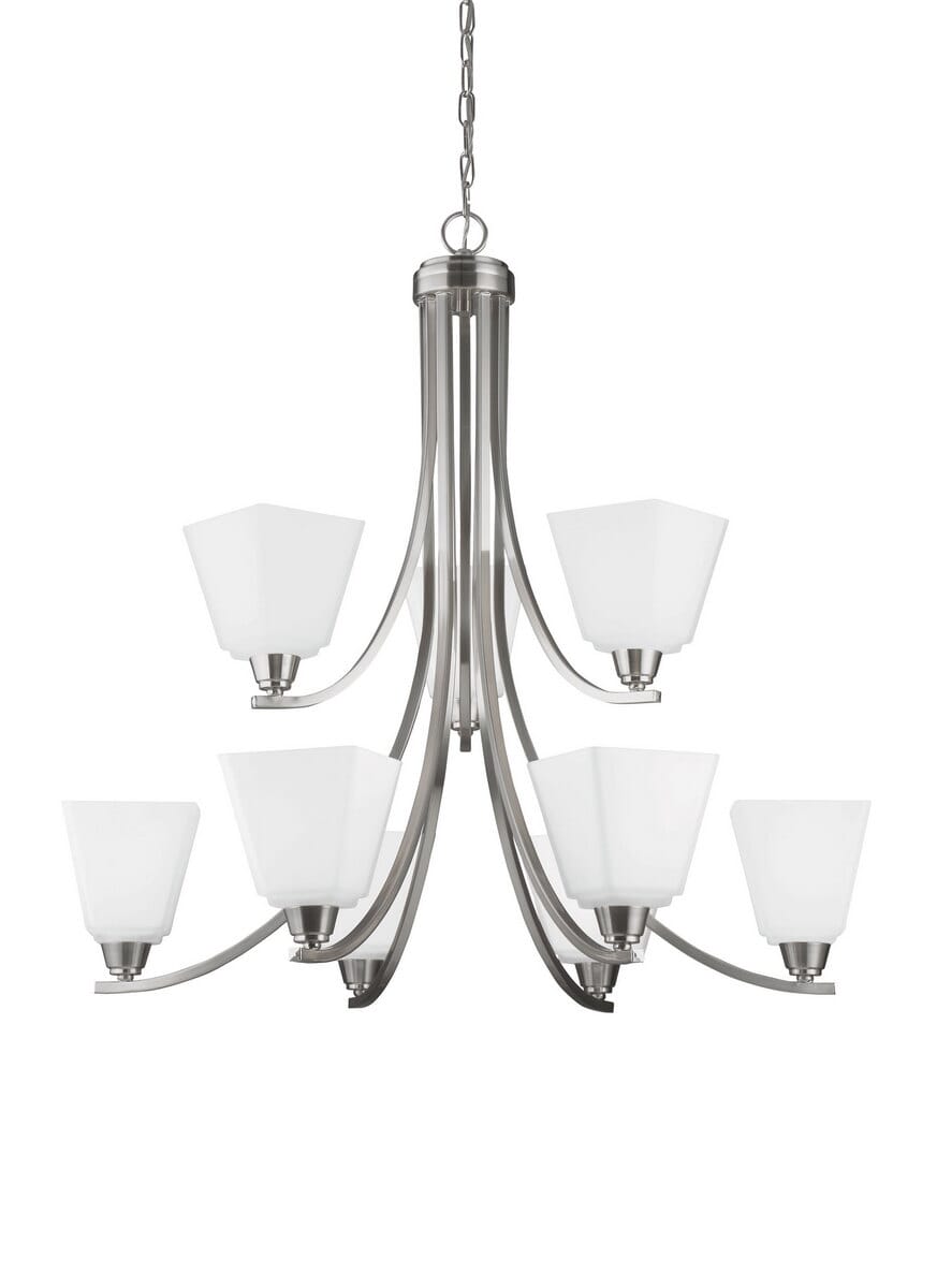 Sea Gull Parkfield 9-Light Chandelier in Brushed Nickel