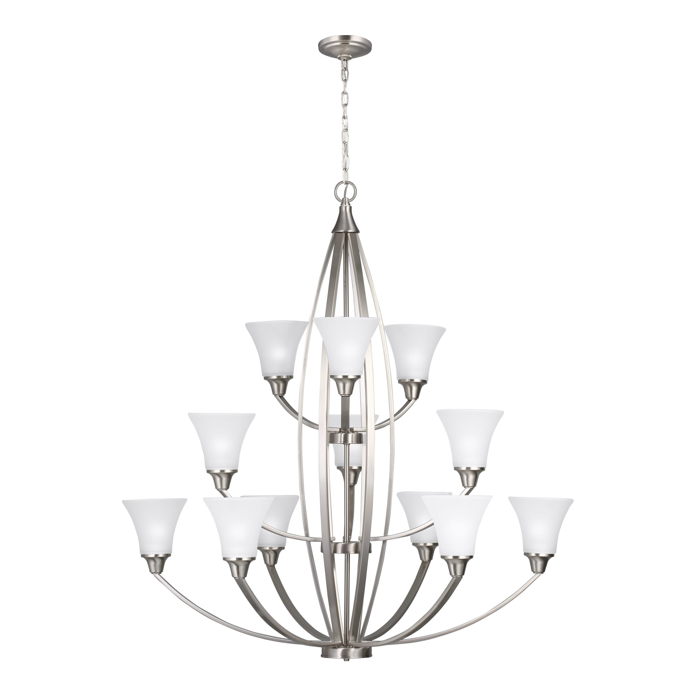 Sea Gull Metcalf 12-Light Transitional Chandelier in Brushed Nickel