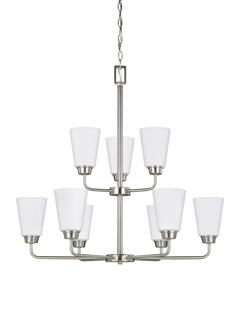 Sea Gull Kerrville 9-Light Chandelier in Brushed Nickel