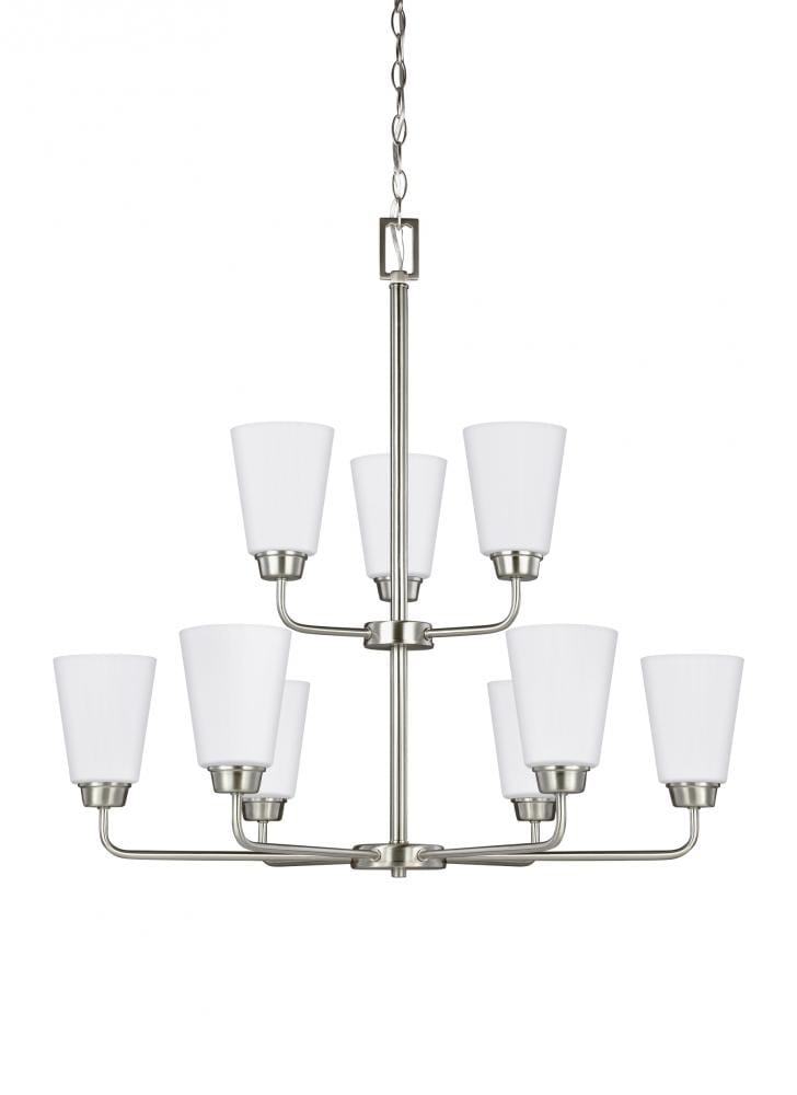 Sea Gull Kerrville 9-Light Chandelier in Brushed Nickel