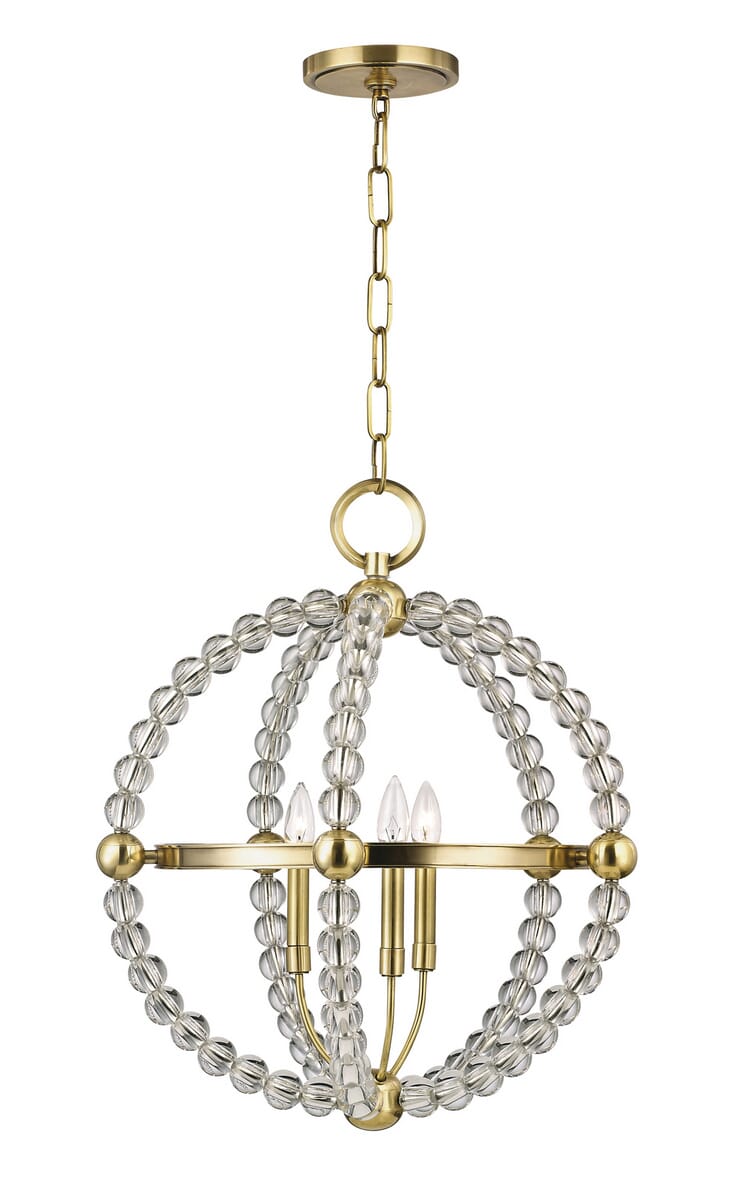 Hudson Valley Danville 3-Light Chandelier in Aged Brass