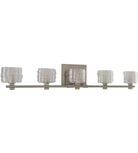 Kalco Clearwater 5-Light Bathroom Vanity Light in Satin Nickel