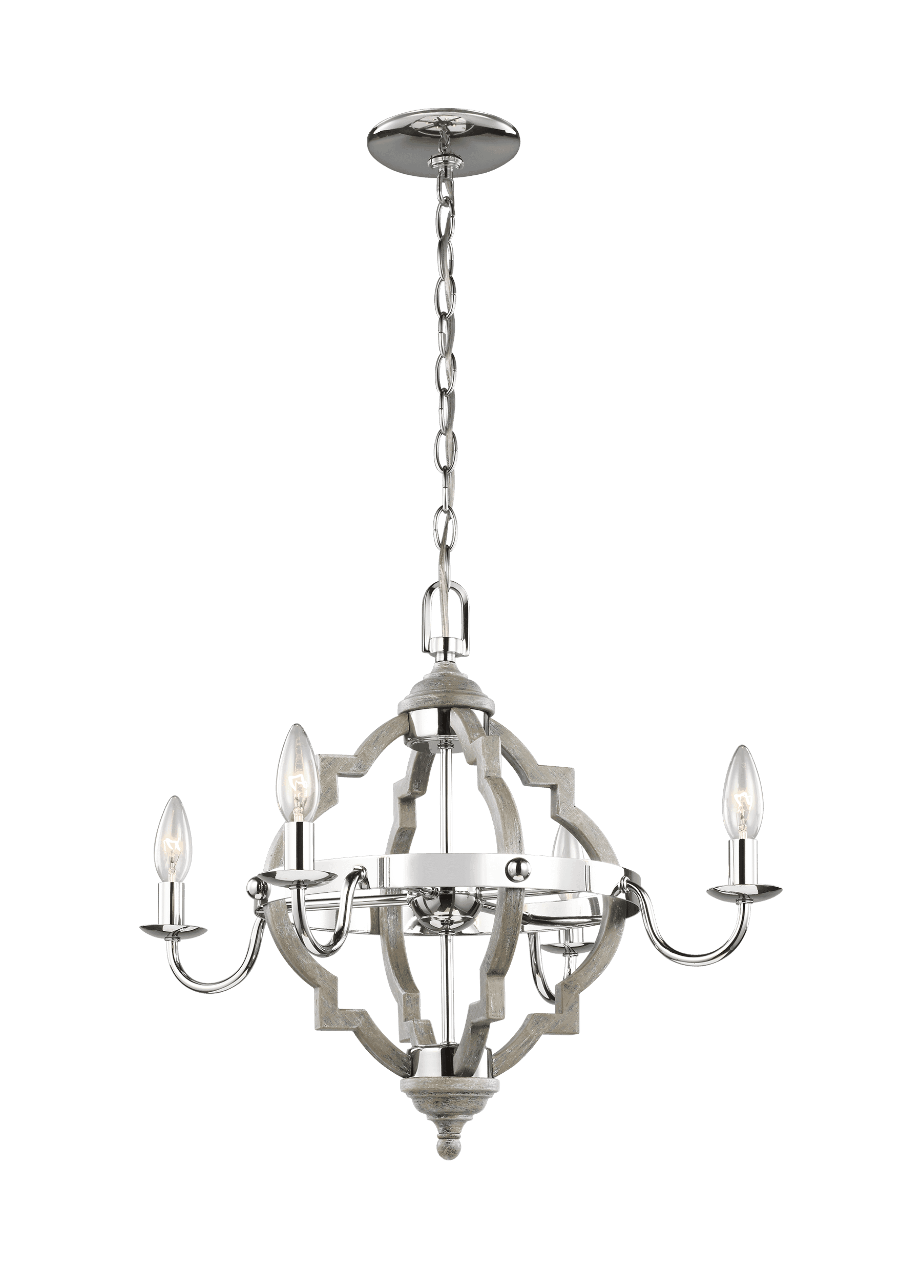 Sea Gull Socorro 4-Light LED Transitional Chandelier in Washed Pine