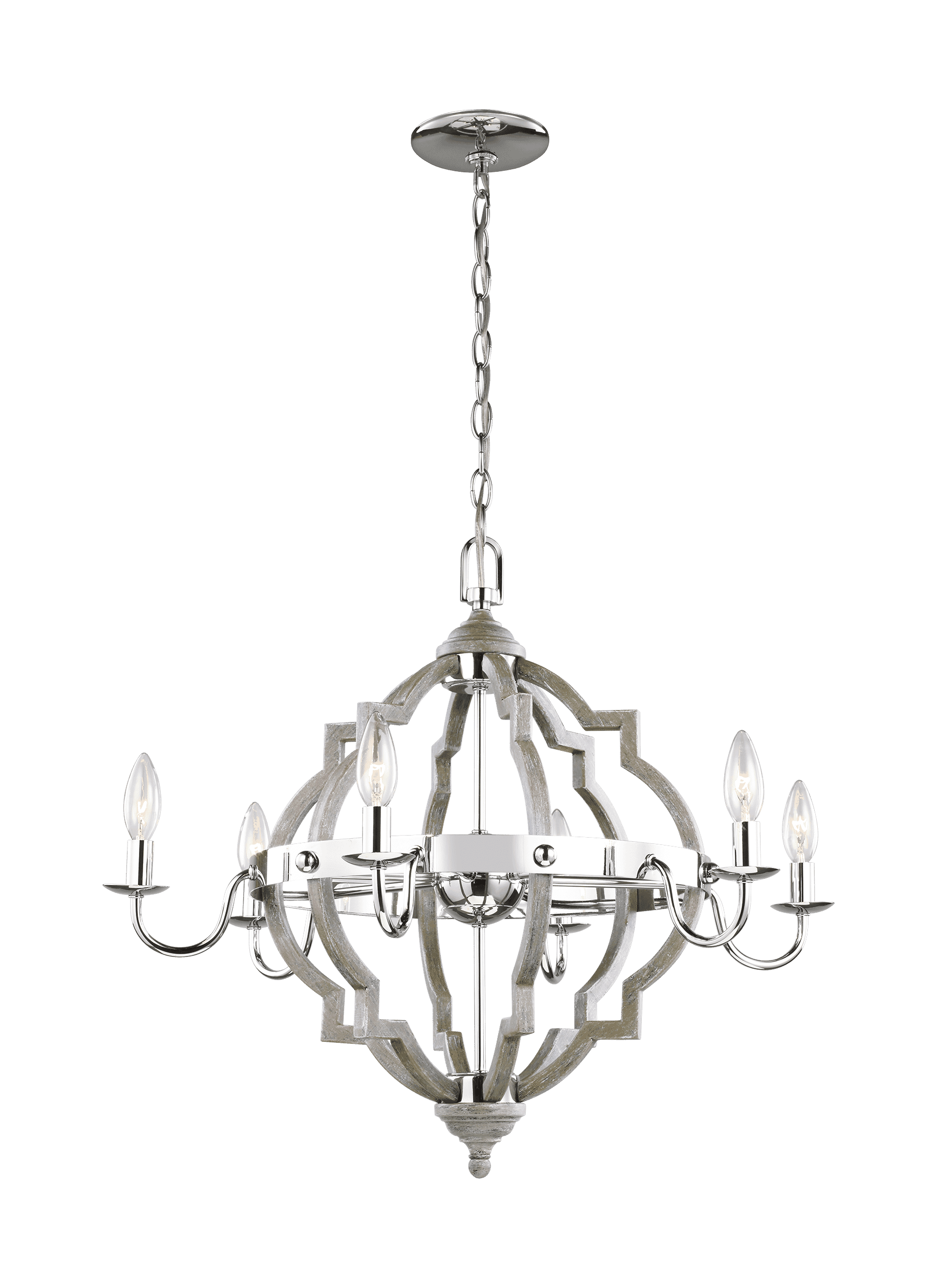 Sea Gull Socorro 6-Light Transitional Chandelier in Washed Pine