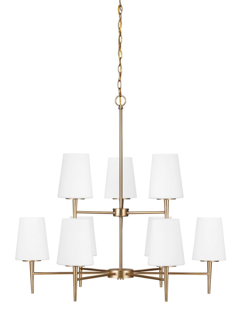 Sea Gull Driscoll 9-Light Chandelier in Satin Brass