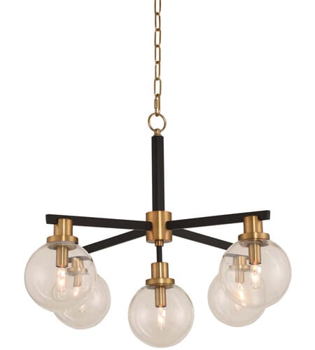 Kalco Cameo 5-Light Pendant Light in Matte Black Finish with Brushed Pearlized Brass