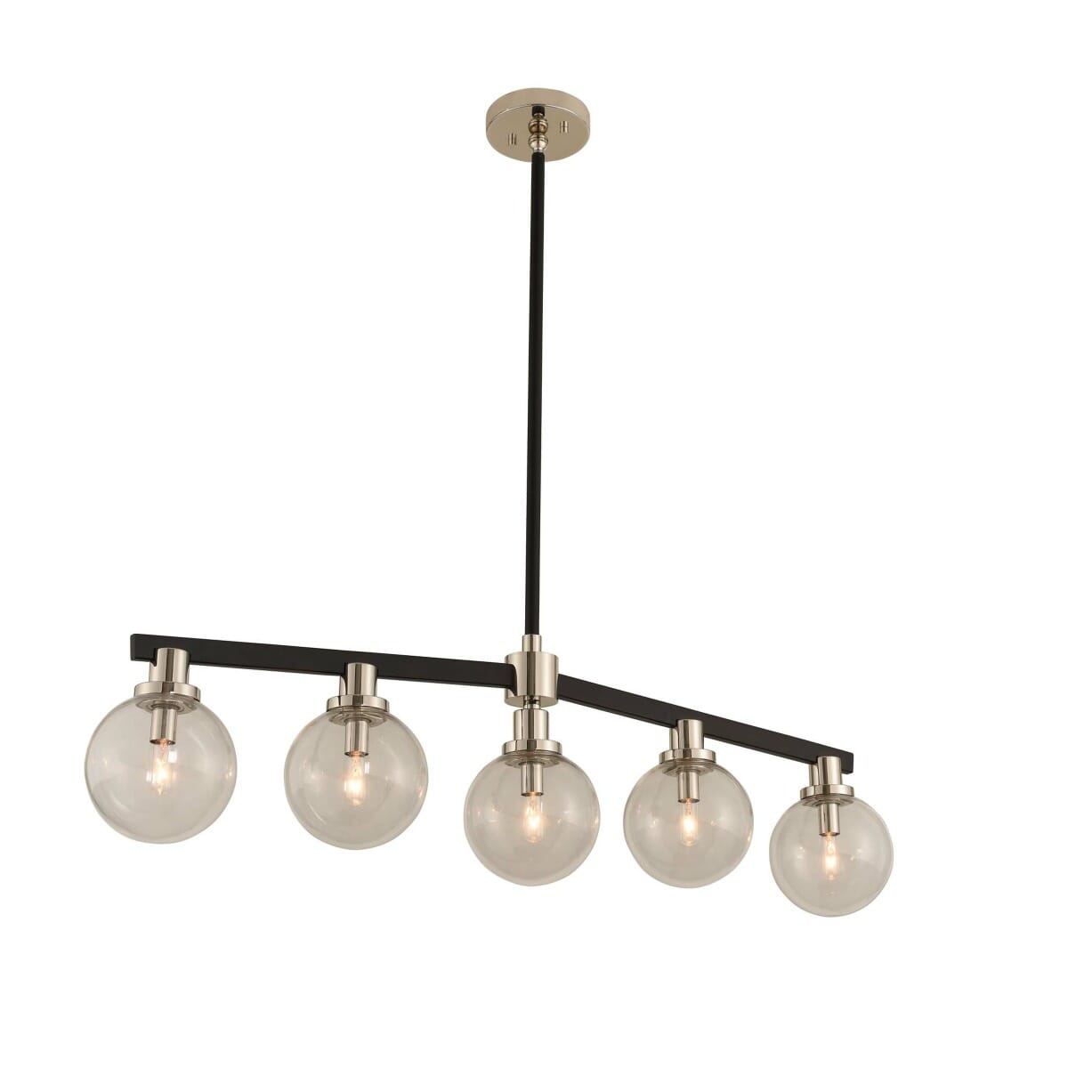 Kalco Cameo 5-Light 6" Pendant Light in Matte Black Finish With Nickel Accents