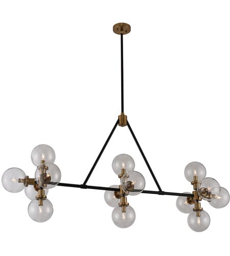 Kalco Cameo 14-Light Pendant Light in Matte Black Finish with Brushed Pearlized Brass