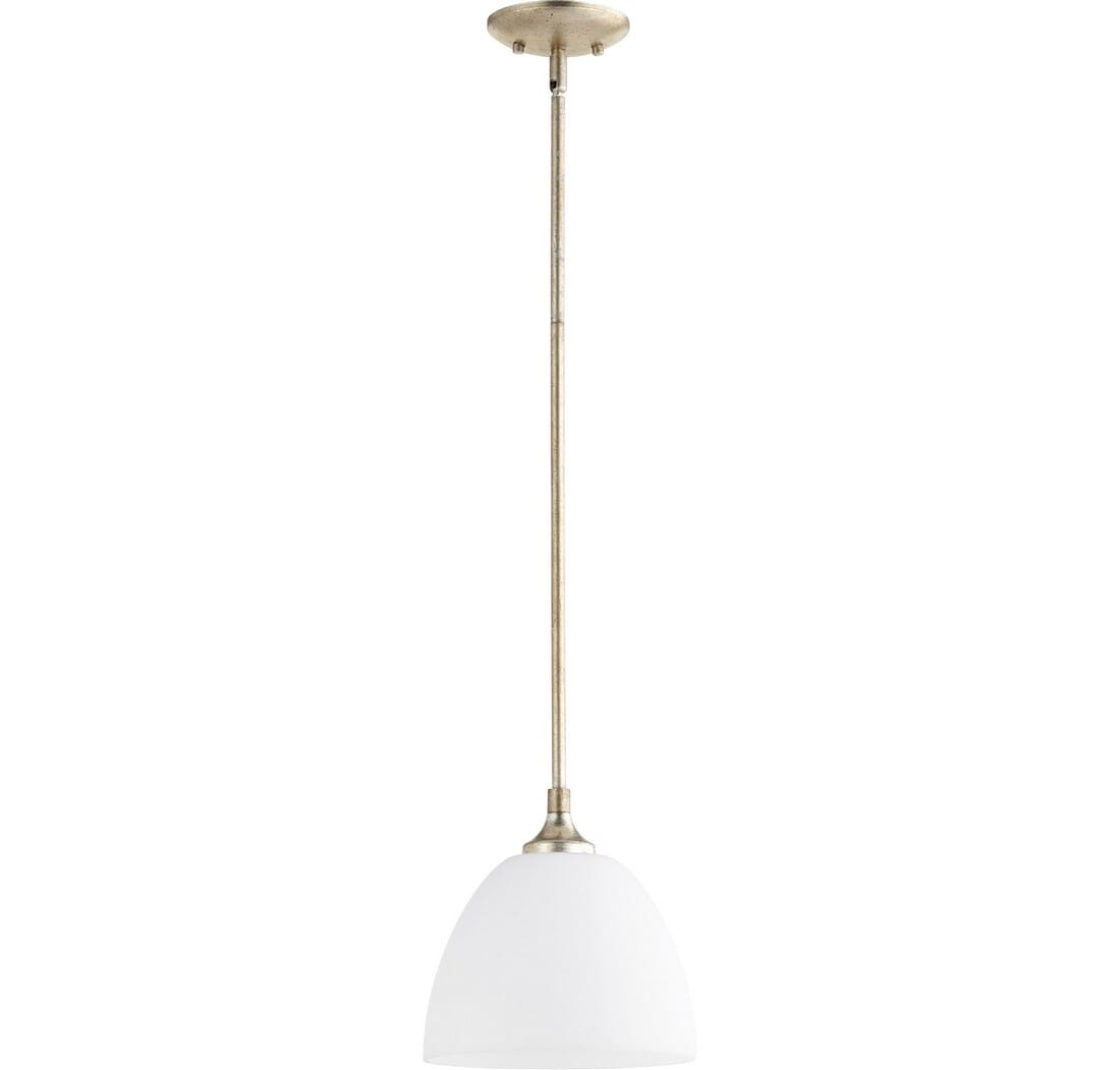 Quorum Enclave 9" Pendant Light in Aged Silver Leaf