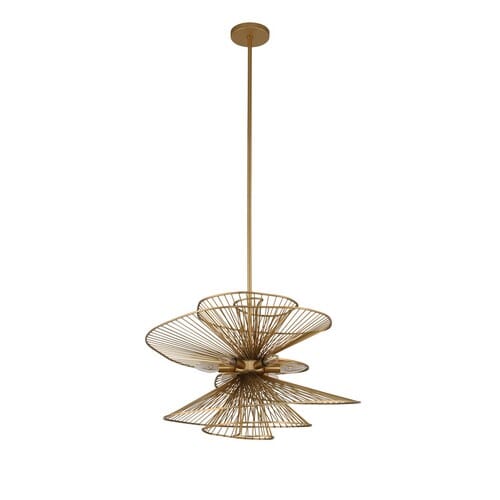 Kalco Aurora 6-Light Pendant Light in Nordic Brass