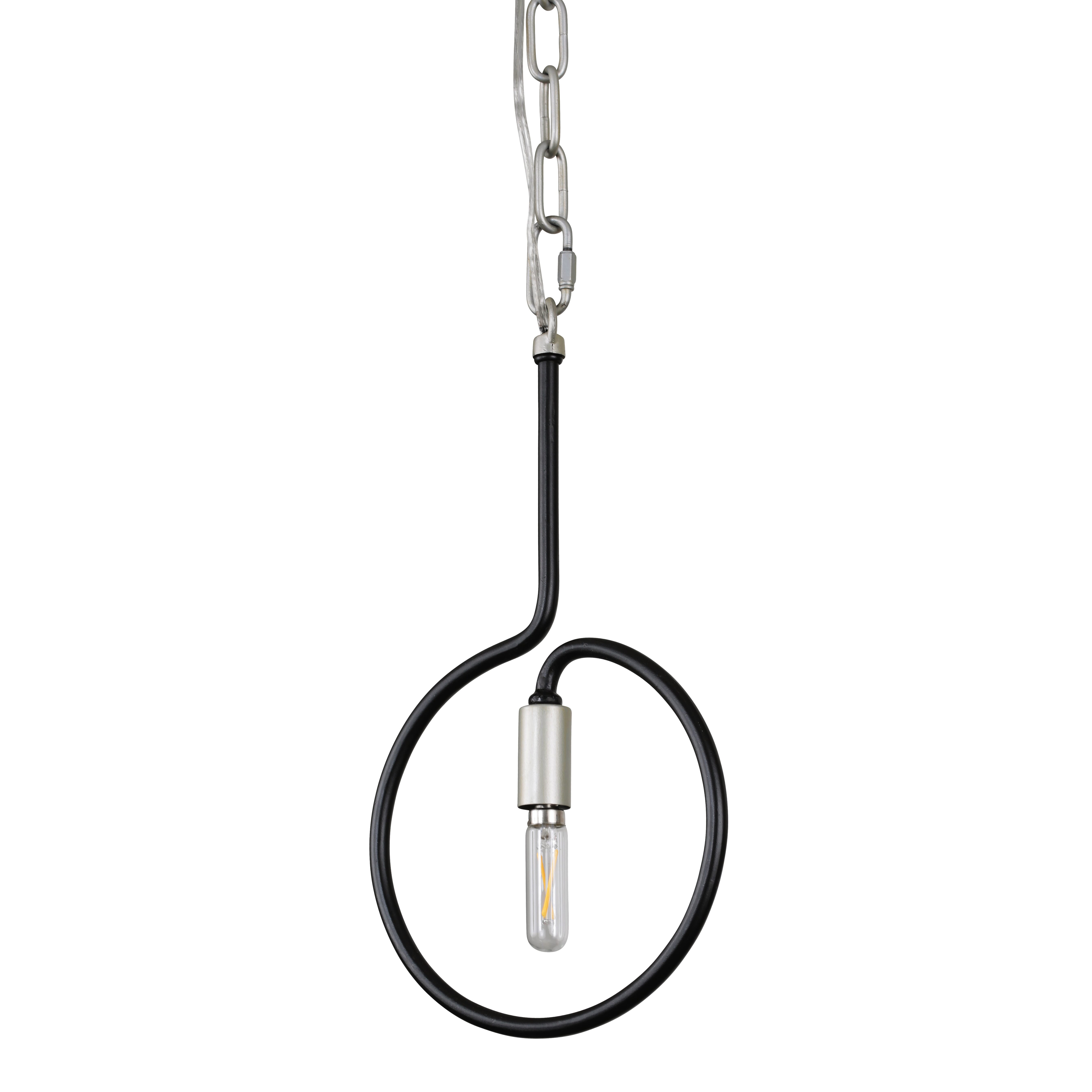 Varaluz Circulo 8" Mini Pendant in Silverado with Black