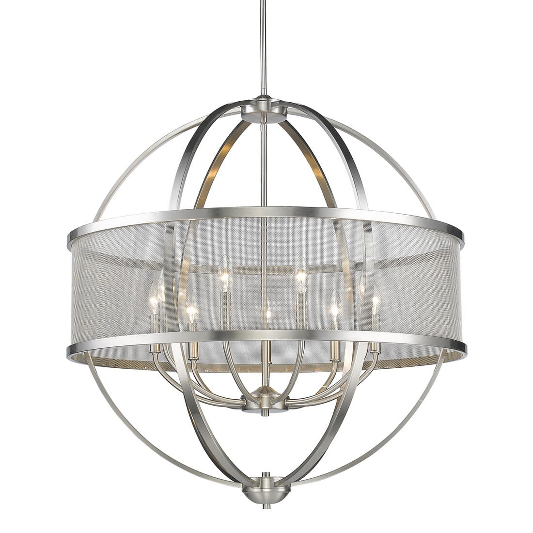 Golden Colson 9-Light Chandelier in Pewter