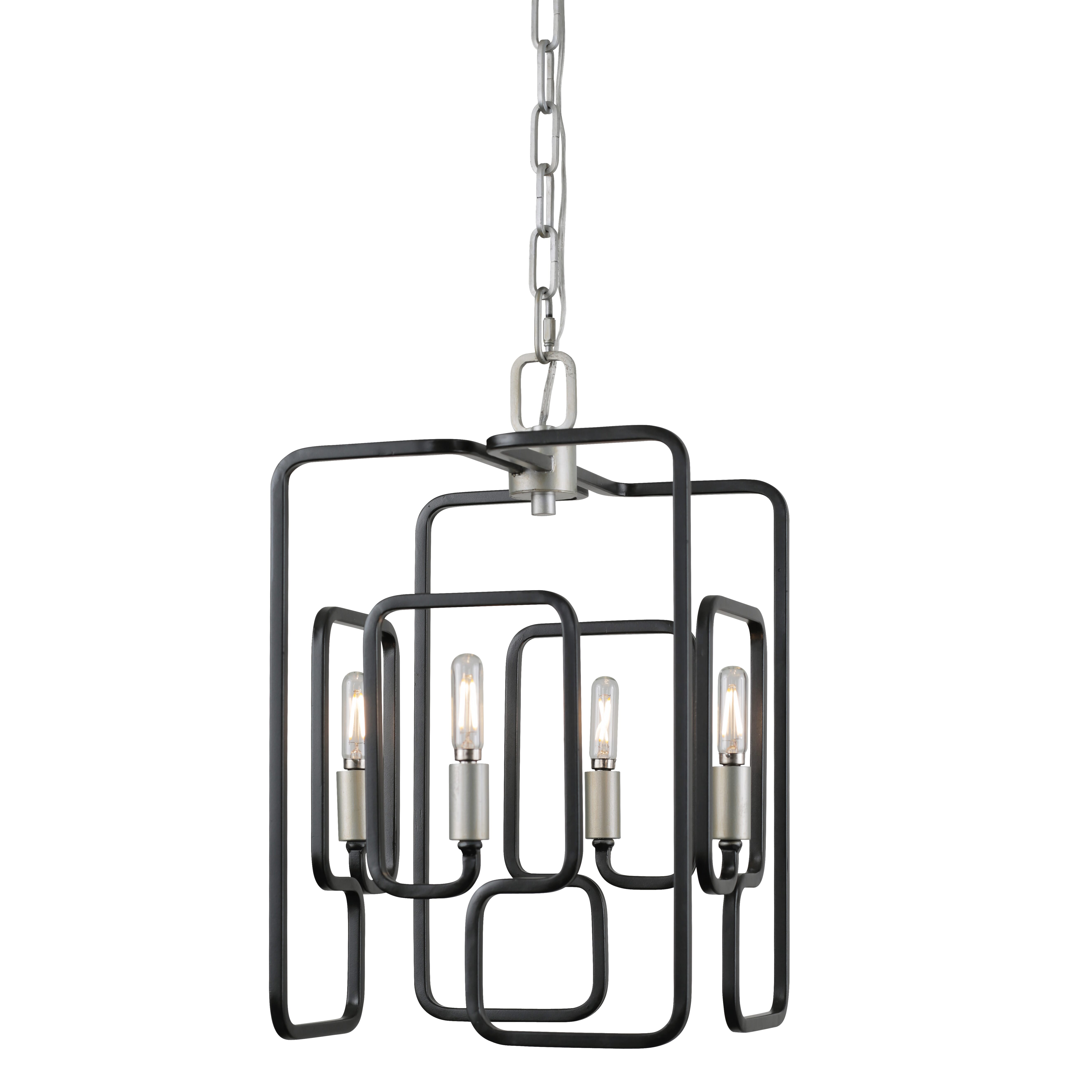 Varaluz Rectangulo 4-Light Pendant Light in Silverado with Carbon