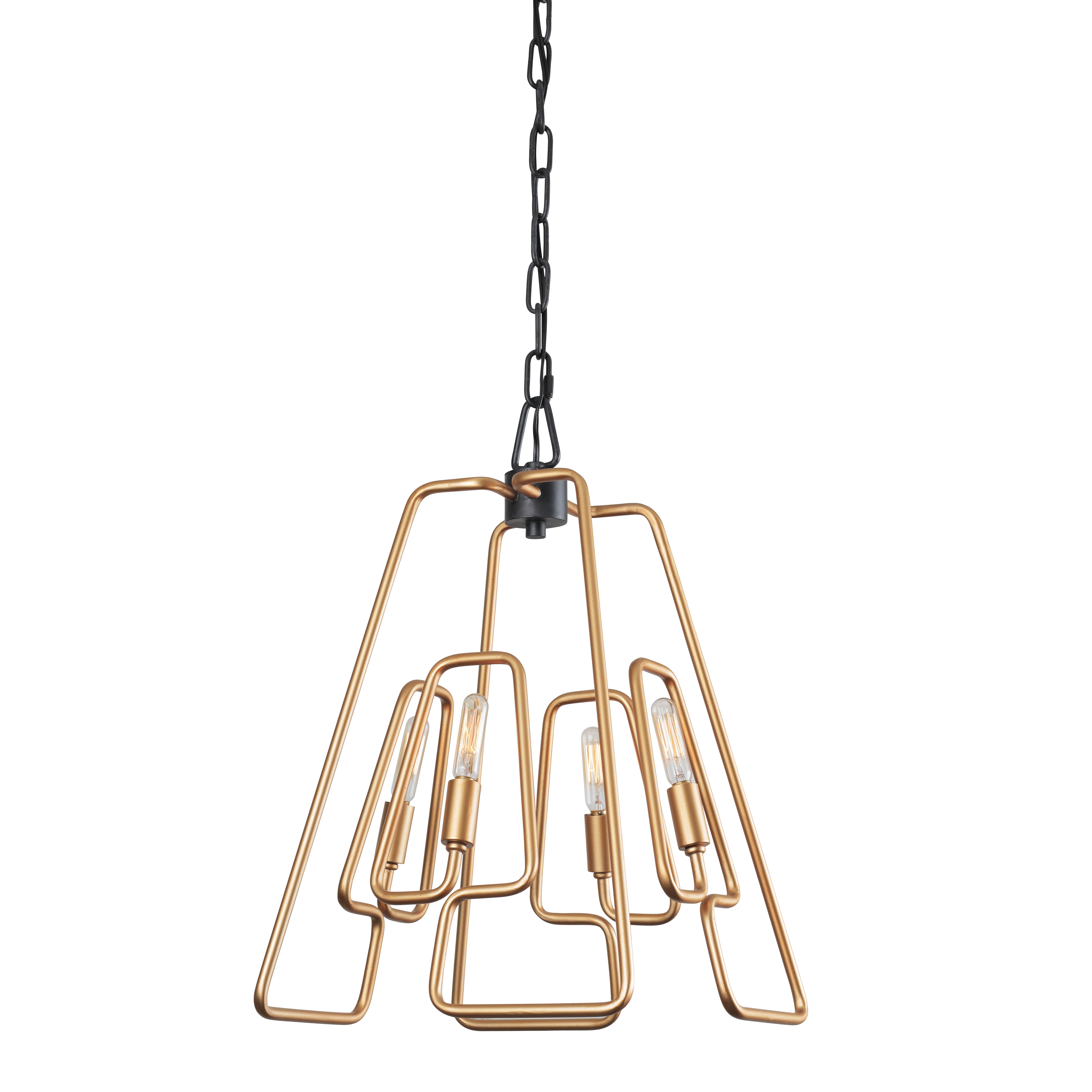 Varaluz Triangulo 4-Light Pendant Light in Aged Gold with Carbon