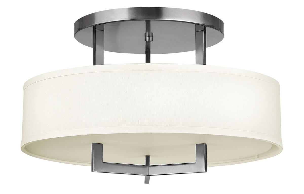 Hinkley Hampton 3-Light Semi-Flush Ceiling Light in Antique Nickel