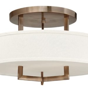 Hinkley Hampton 3-Light Semi-Flush Ceiling Light in Brushed Bronze