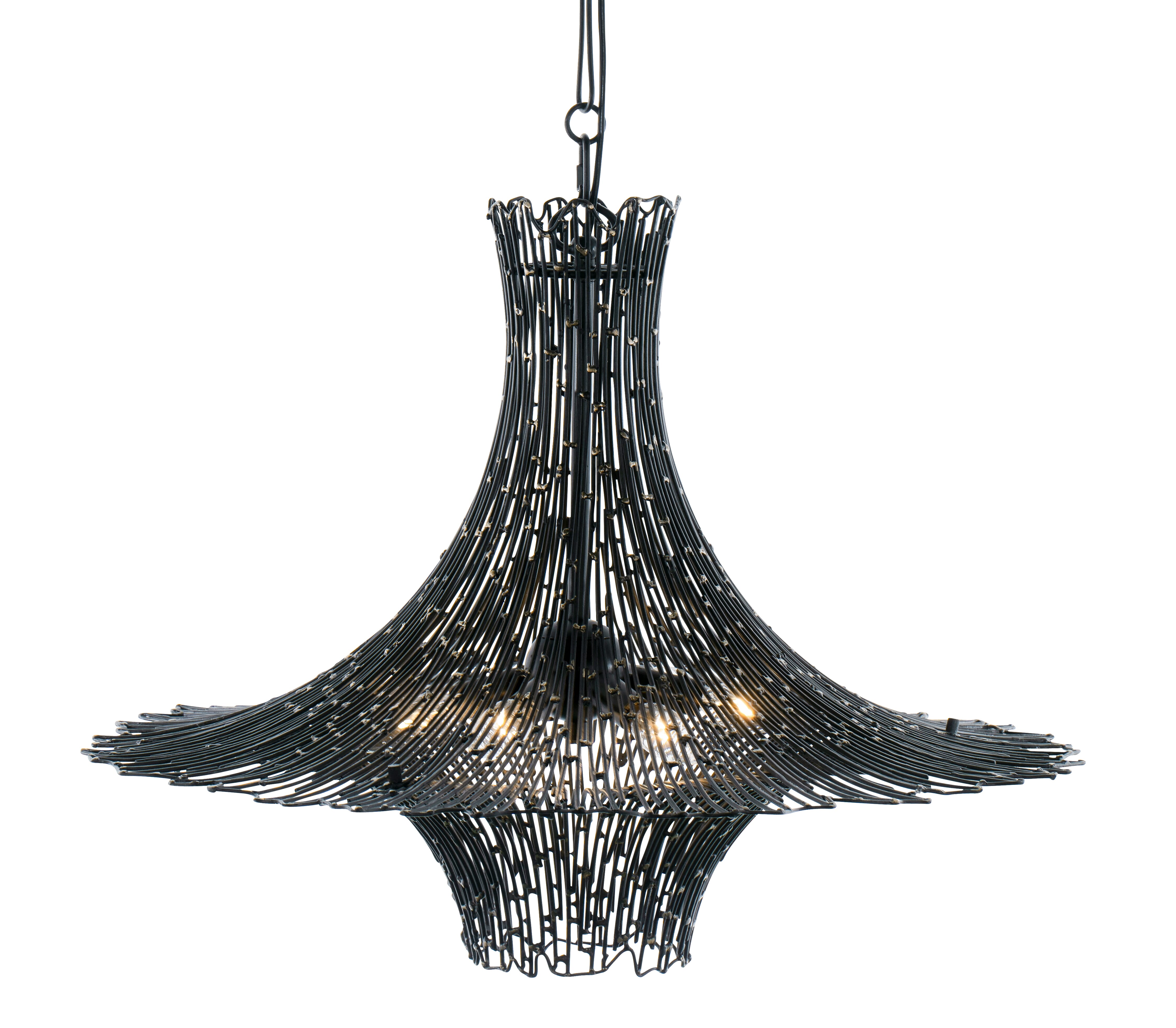 Varaluz Rikki Contemporary Chandelier in Carbon with Aged Gold