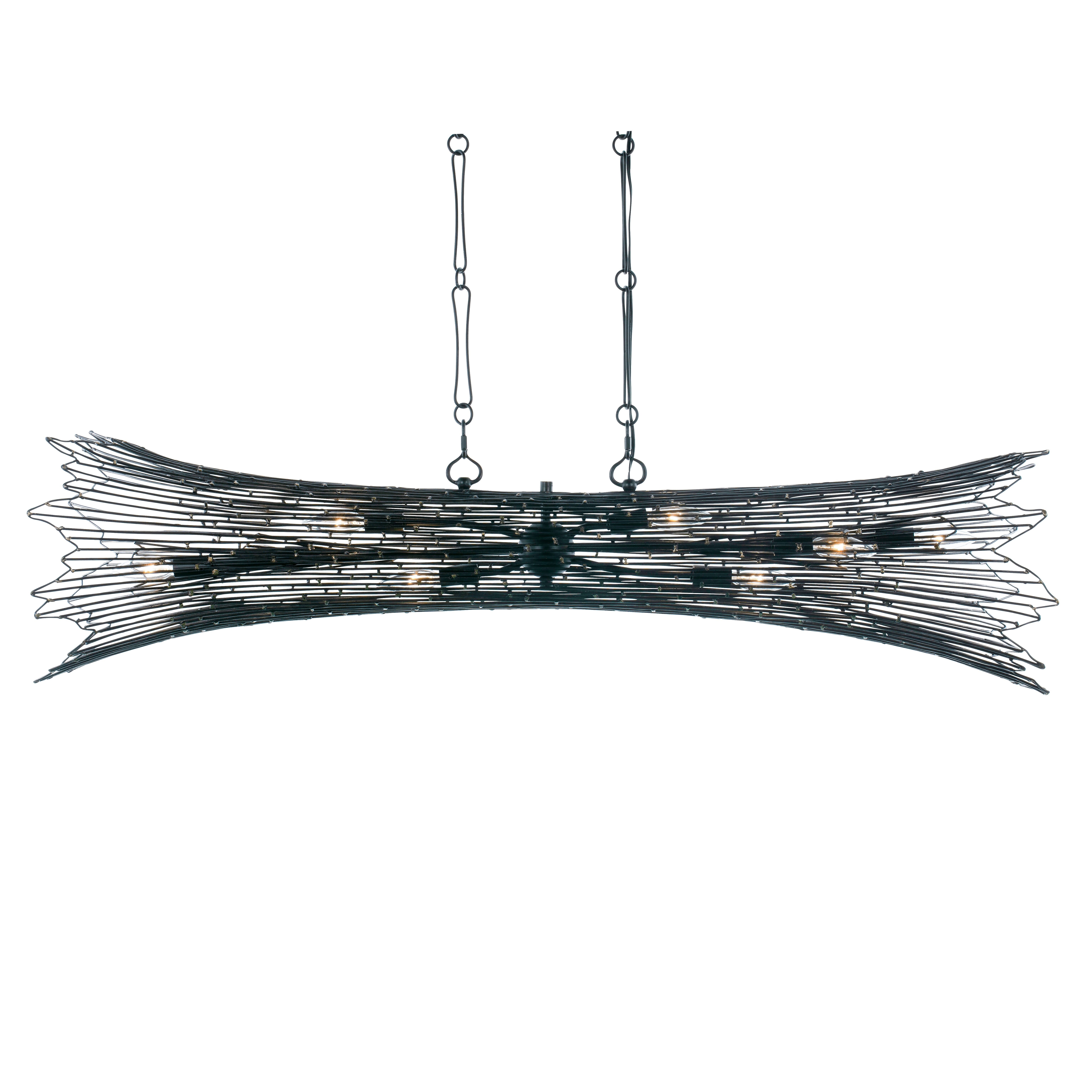 Varaluz Rikki 48" Linear Pendant in Carbon with Aged Gold