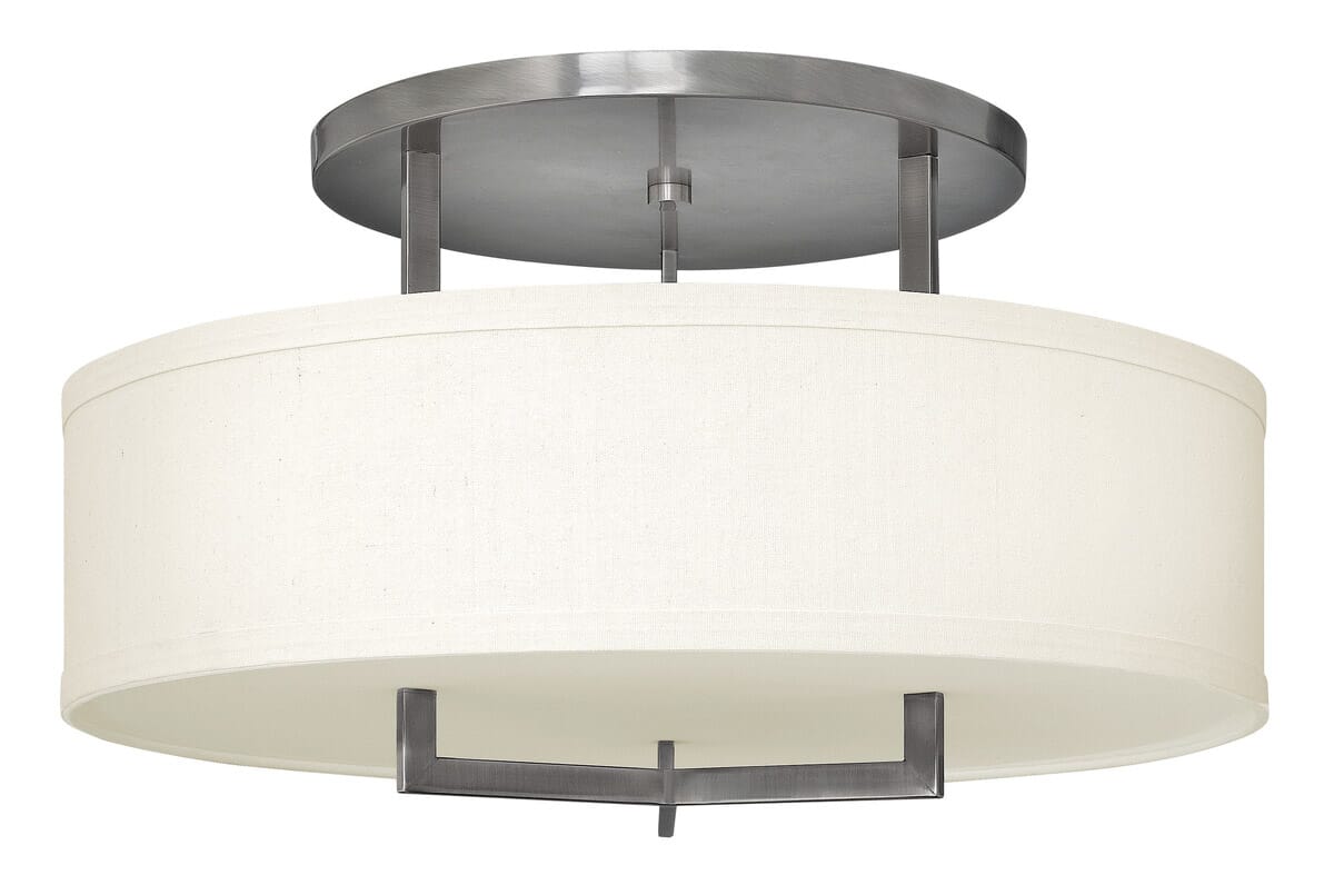 Hinkley Hampton 3-Light Semi-Flush Ceiling Light in Antique Nickel