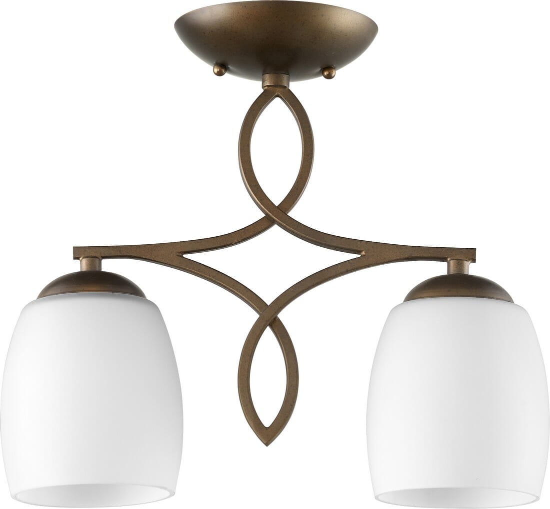 Quorum Willingham 2-Light 5" Ceiling Light in Oiled Bronze with Satin Opal