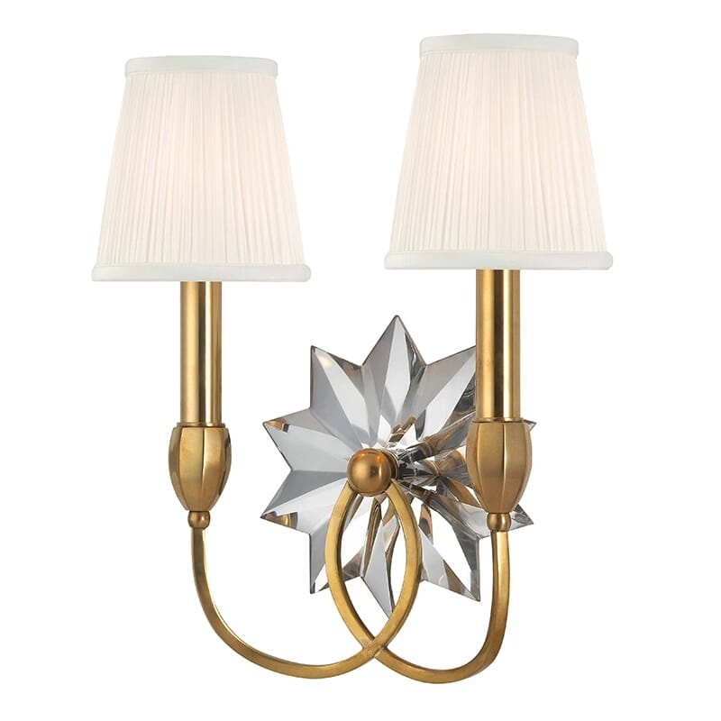 Hudson Valley Barton 2-Light 15" Wall Sconce in Aged Brass