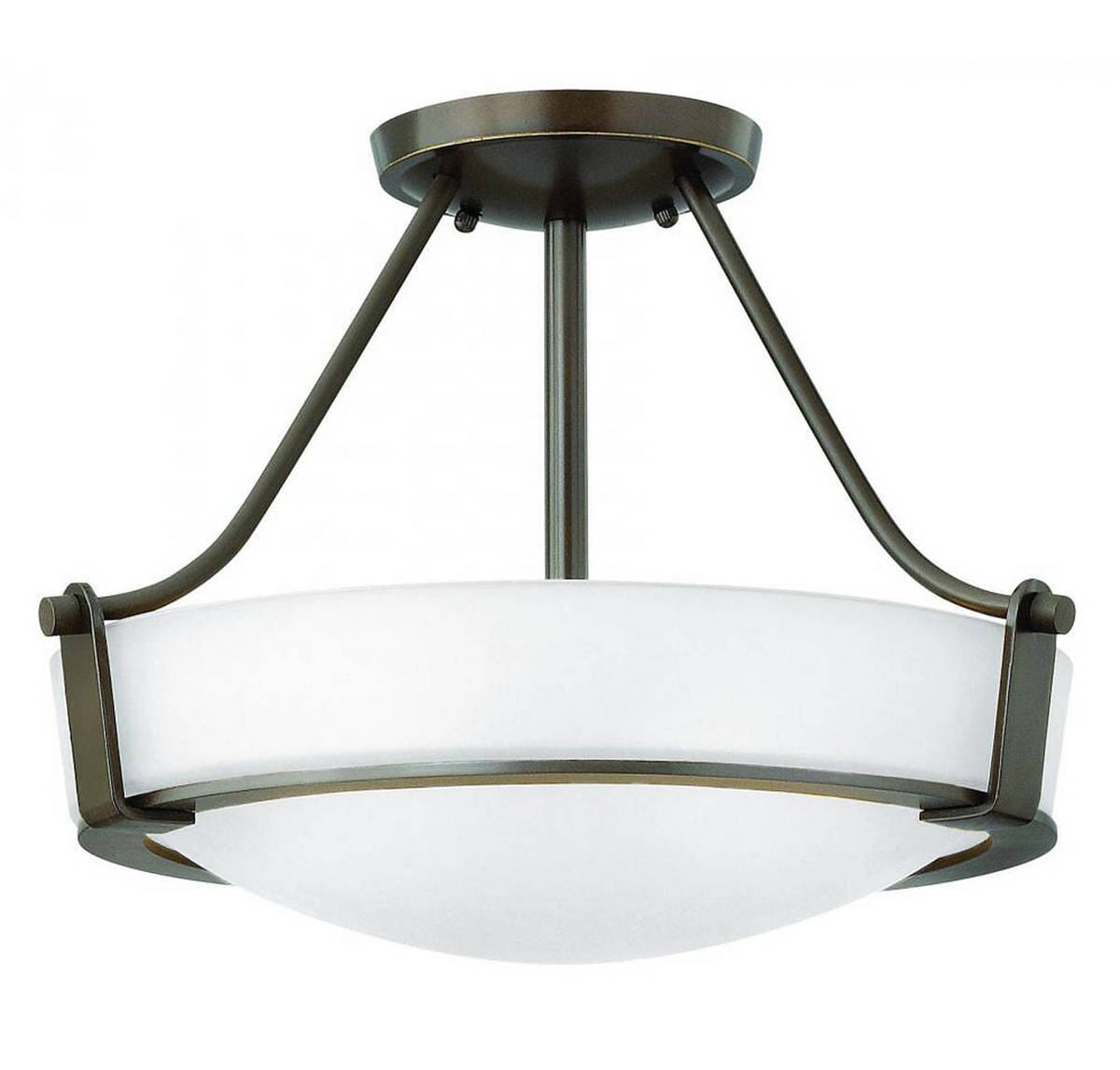 Hinkley Hathaway 1-Light LED Semi-Flush Ceiling Light in Olde Bronze with Etched White Glass