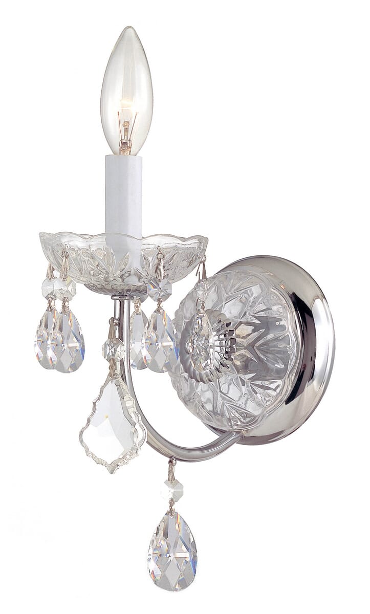 Crystorama Imperial 14" Wall Sconce in Polished Chrome with Clear Hand Cut Crystals