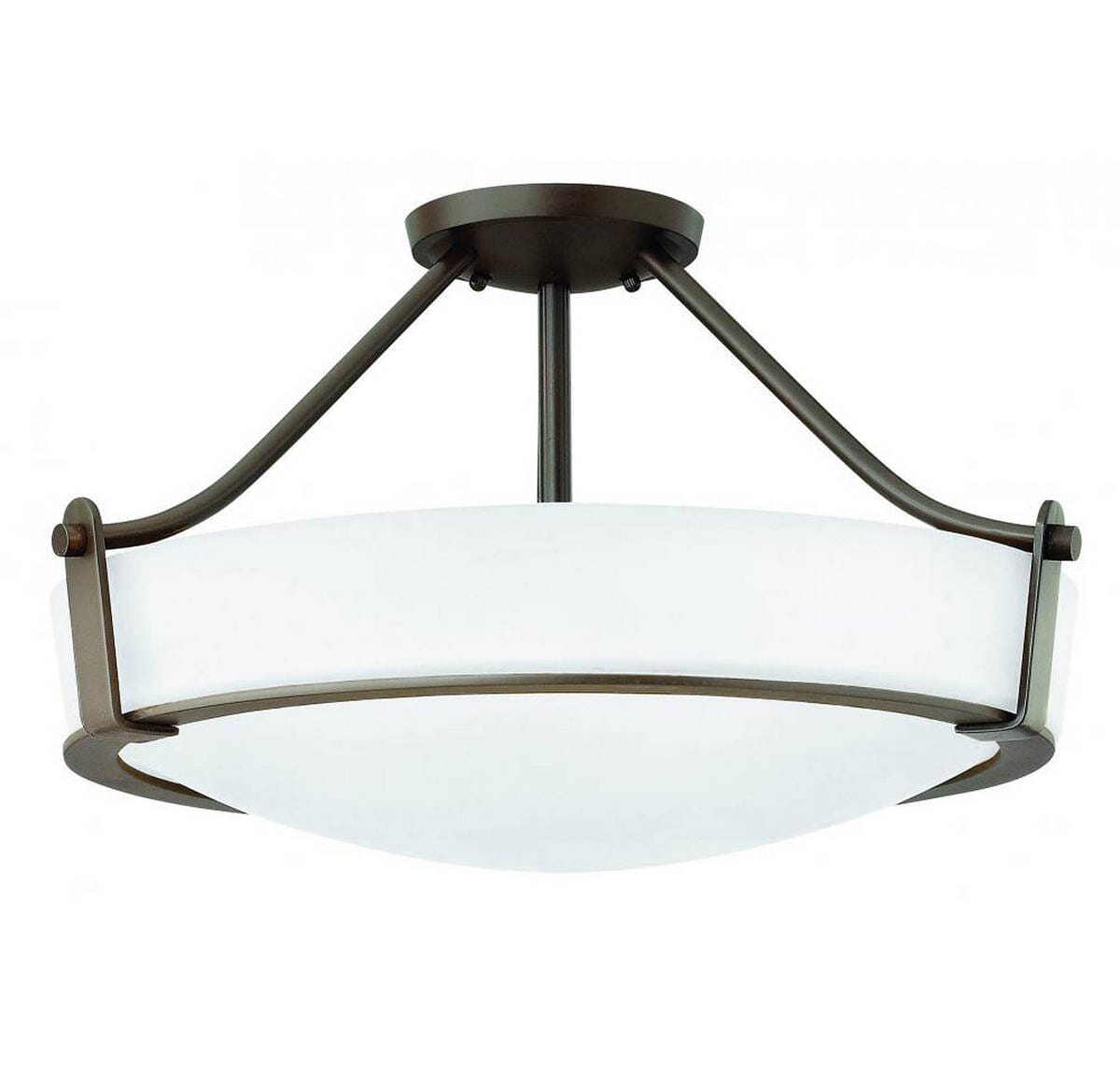 Hinkley Hathaway 4-Light Semi-Flush Ceiling Light in Olde Bronze with Etched White Glass