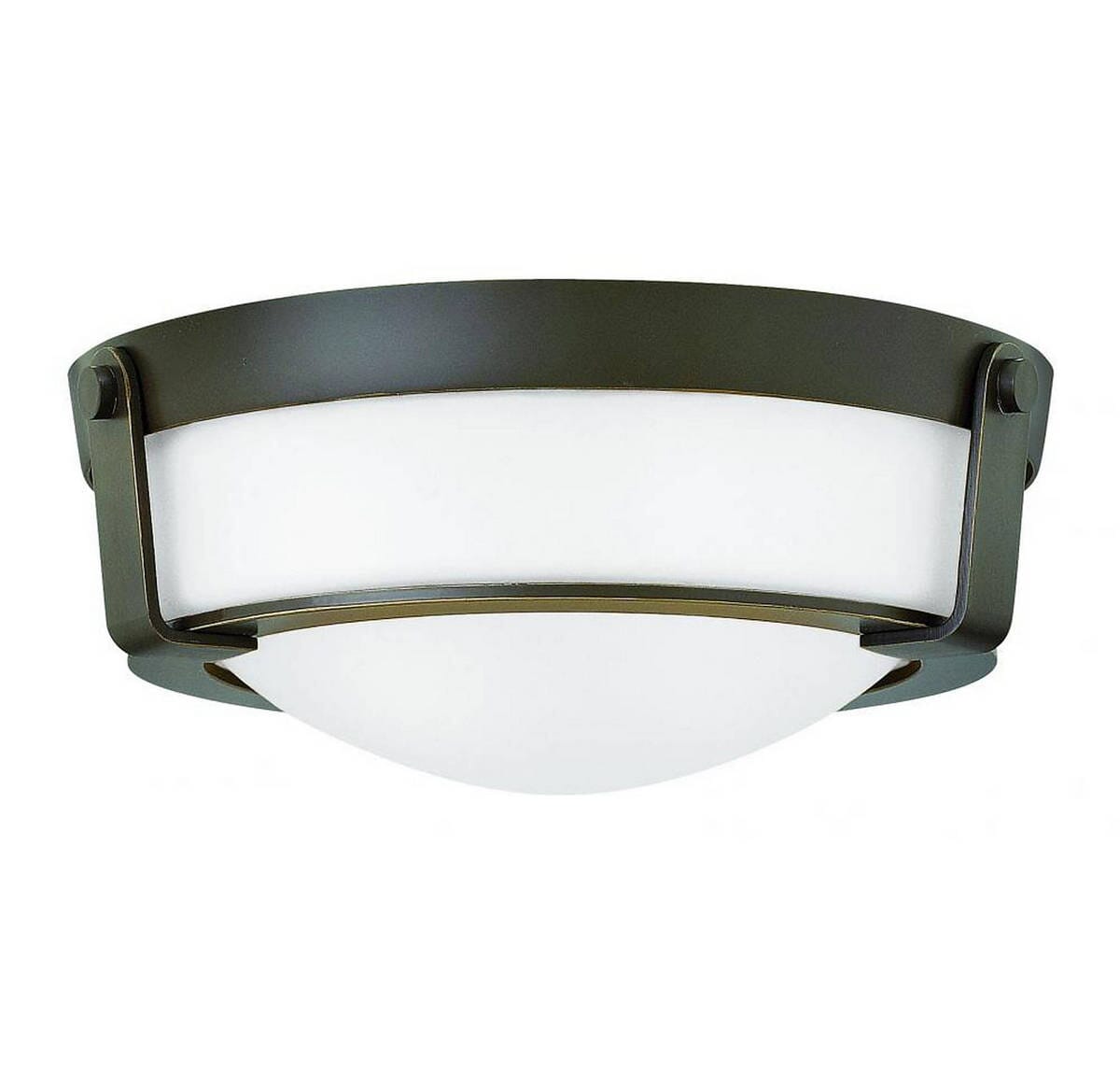 Hinkley Hathaway 1-Light LED Ceiling Light in Olde Bronze with Etched White Glass