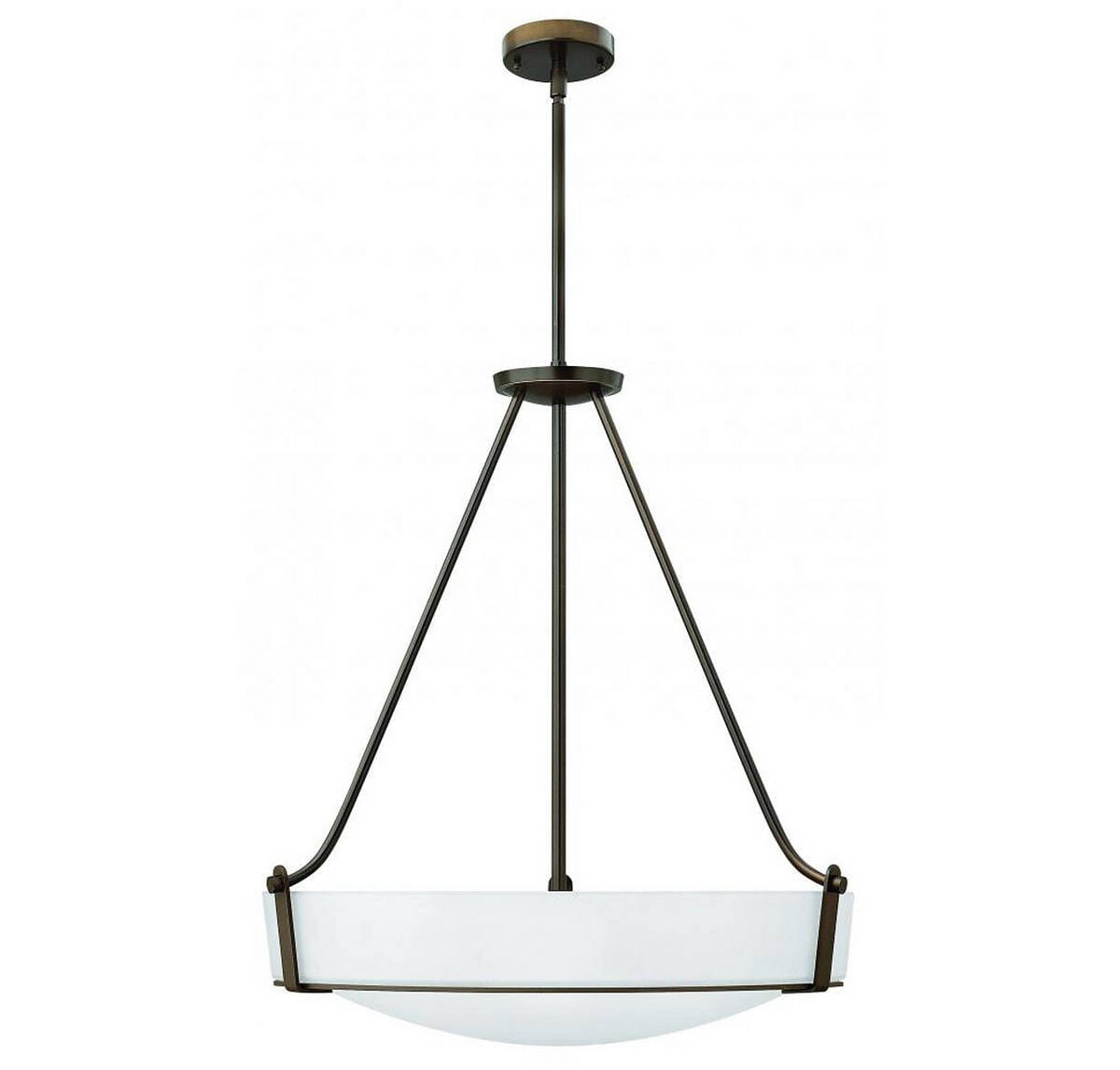 Hinkley Hathaway 5-Light Stem Hung Foyer in Olde Bronze with Etched White Glass