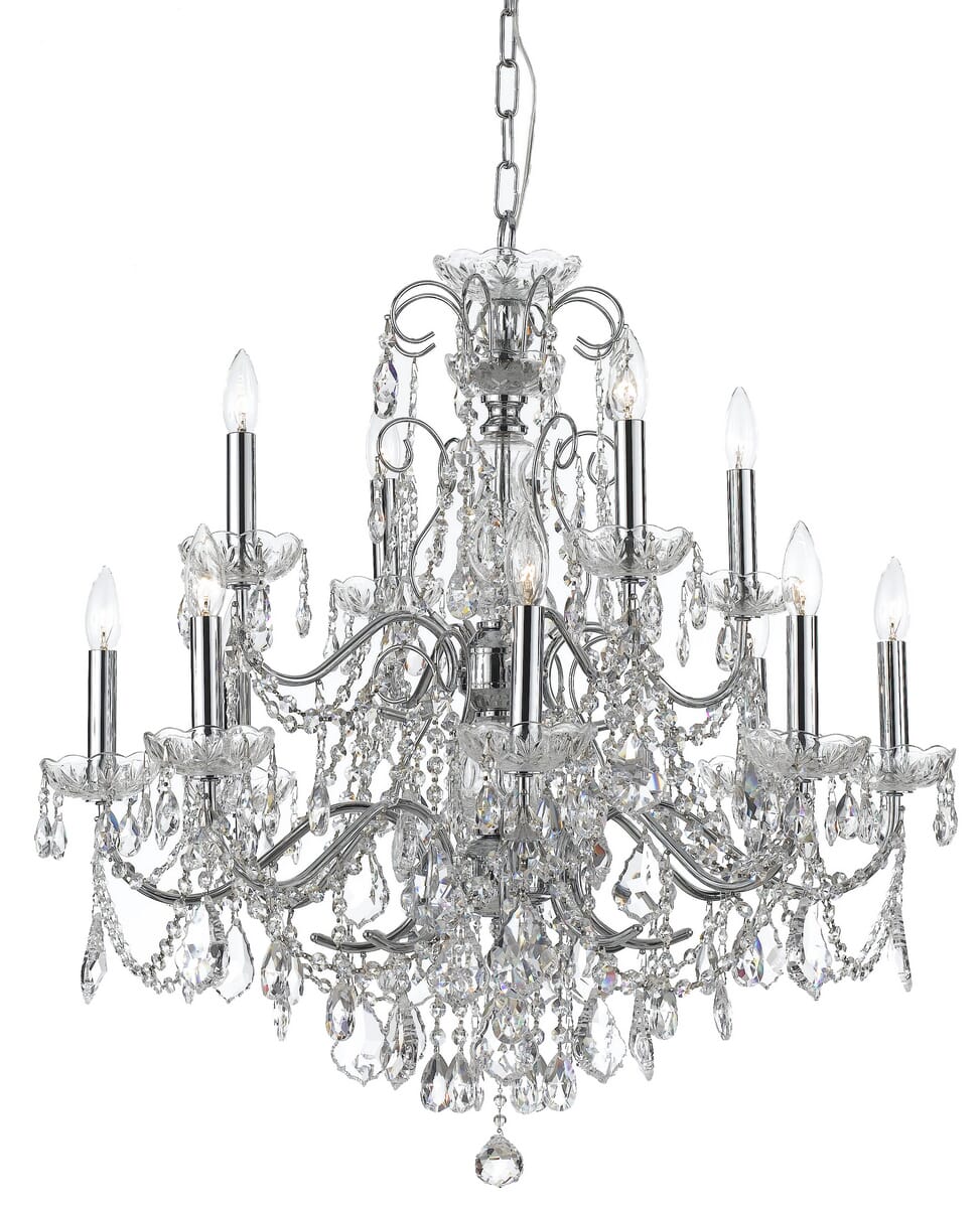 Crystorama Imperial 12-Light 31" Traditional Chandelier in Polished Chrome with Clear Hand Cut Crystals