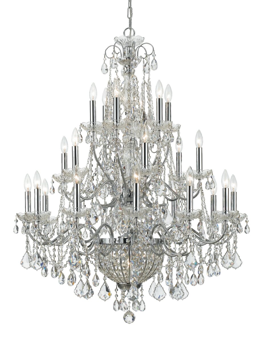 Crystorama Imperial 26-Light 46" Traditional Chandelier in Polished Chrome with Clear Hand Cut Crystals