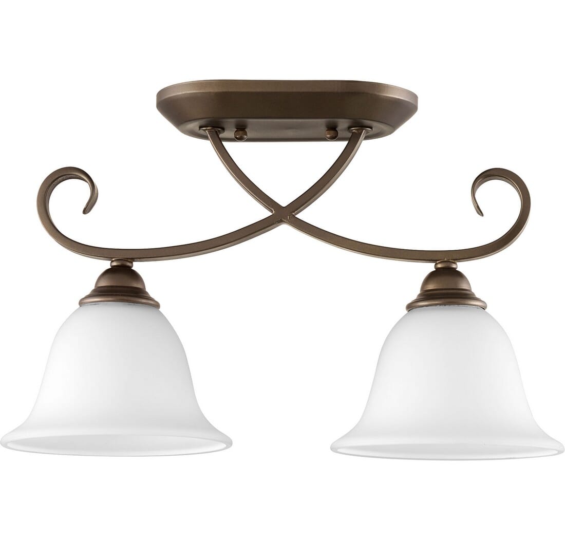 Quorum Celesta 2-Light 7" Ceiling Light in Oiled Bronze with Satin Opal