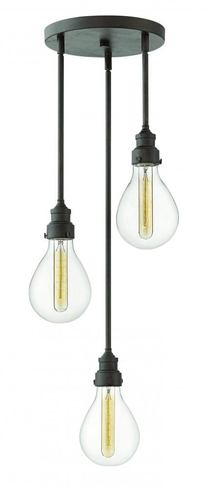 Hinkley Denton 3-Light Pendant Pan in Industrial Iron