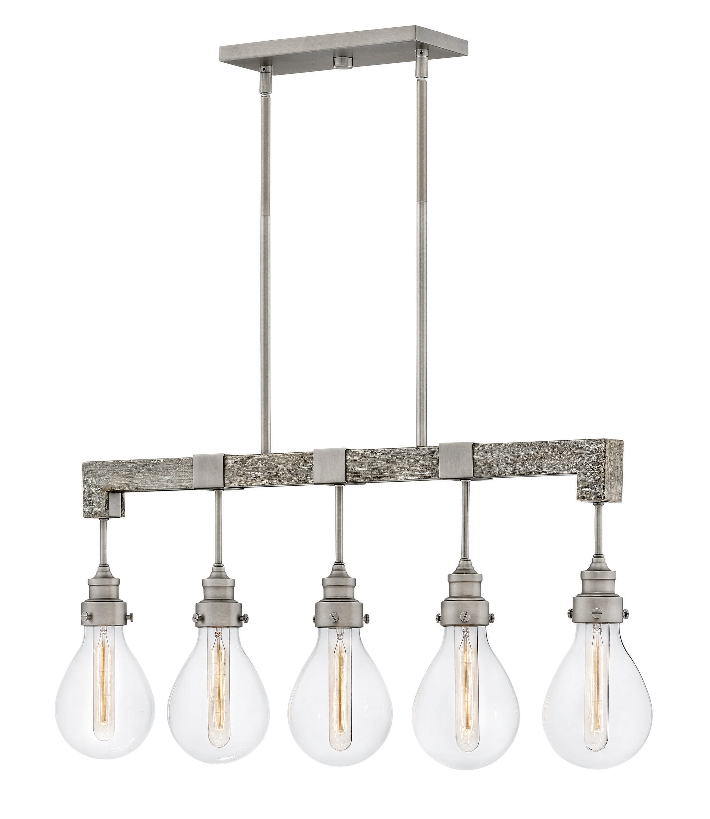 Hinkley Denton 5-Light Linear Chandelier in Pewter