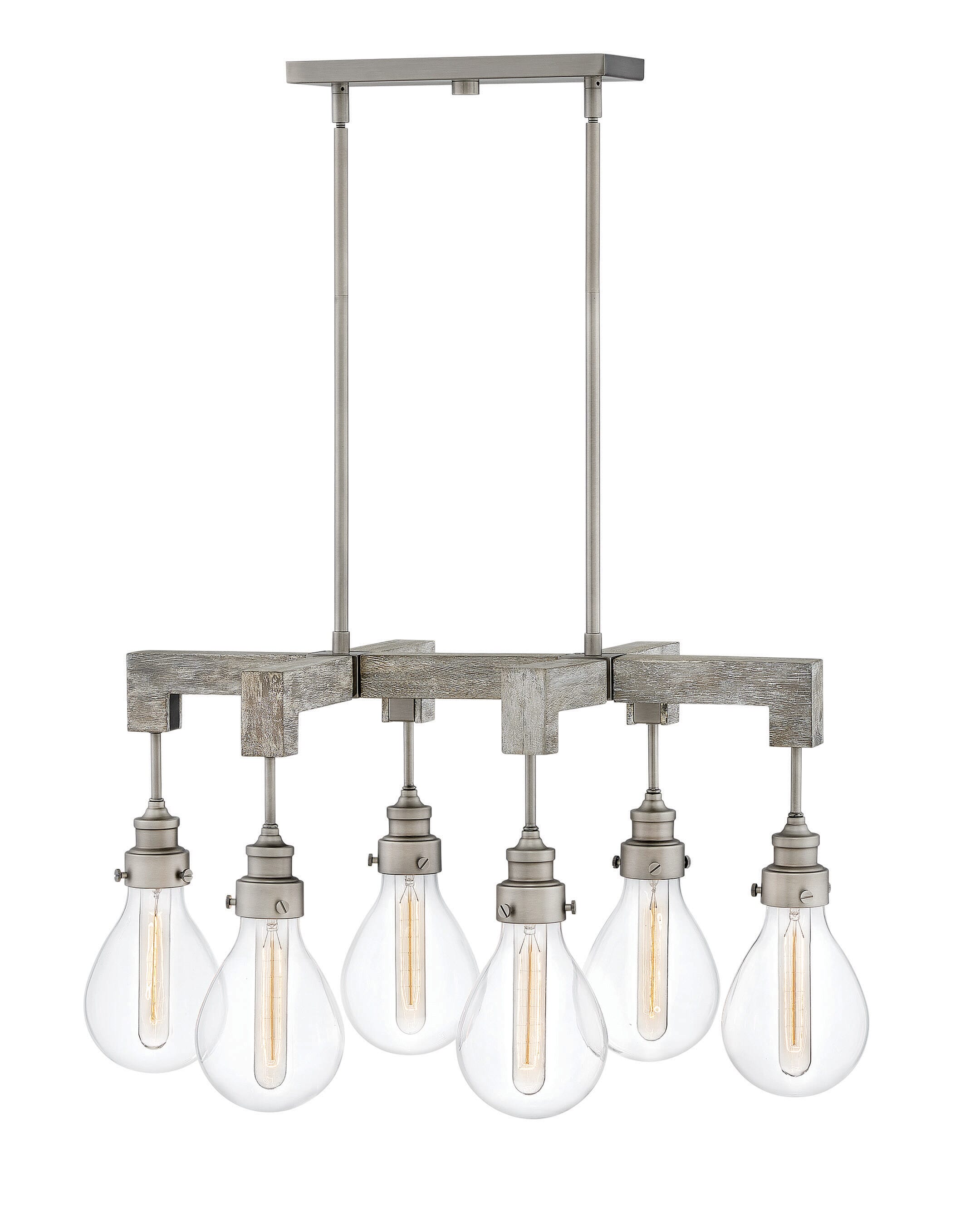 Hinkley Denton 6-Light Linear Pendant in Pewter