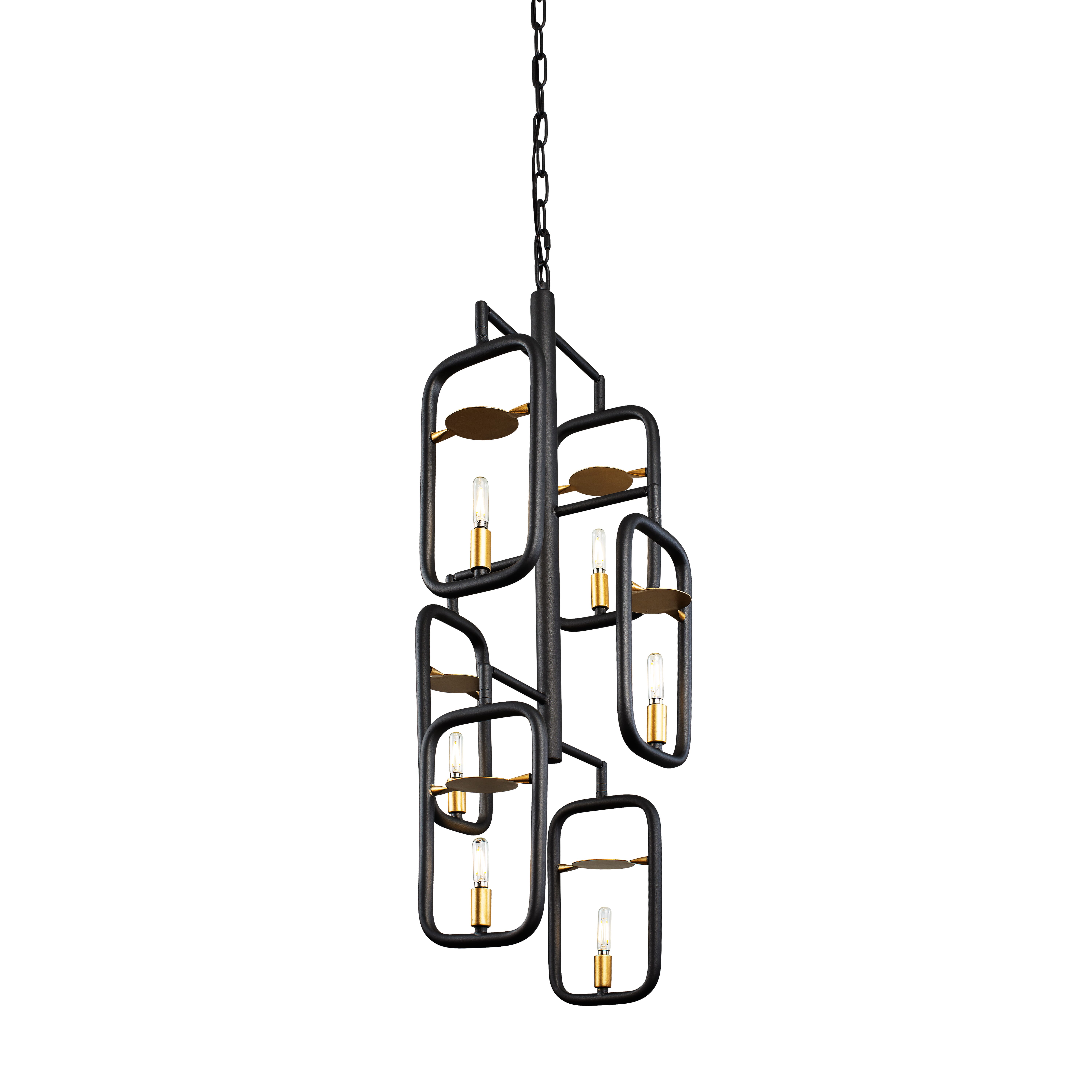 Varaluz Bar None 6-Light Foyer Light in Aged Gold with Rustic Bronze