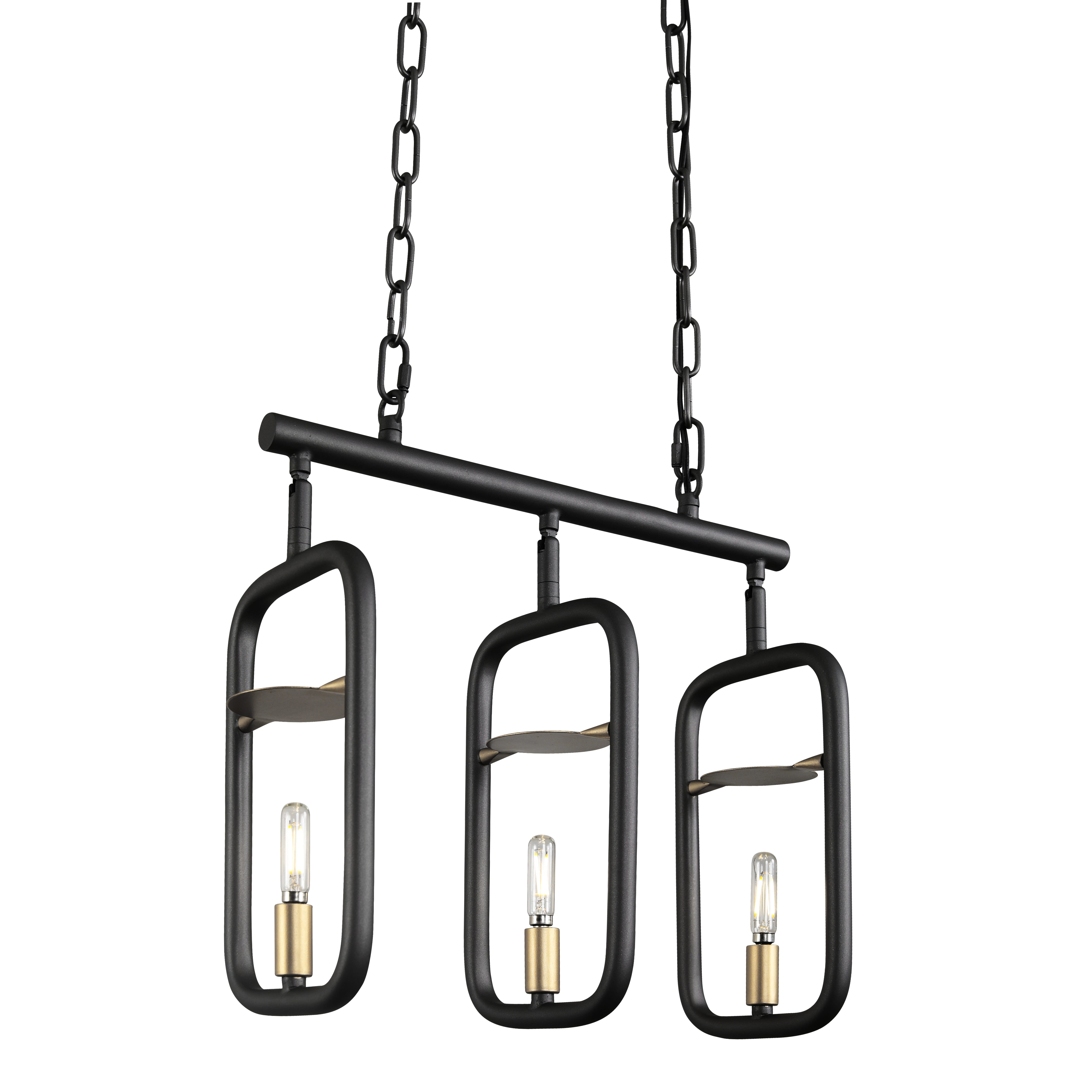 Varaluz Bar None 3-Light 18" Linear Pendant in Aged Gold with Rustic Bronze