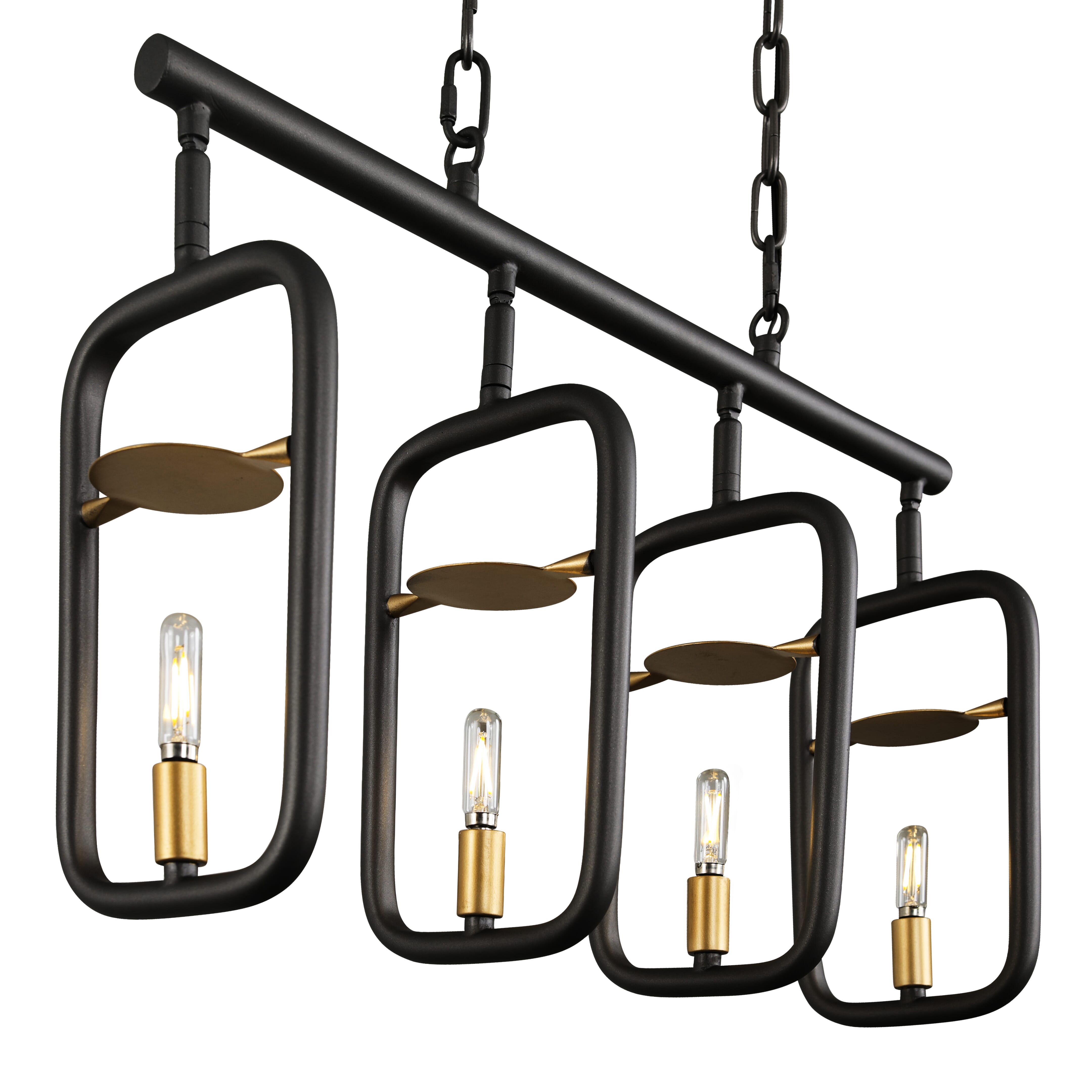 Varaluz Bar None 4-Light 26" Linear Pendant in Aged Gold with Rustic Bronze