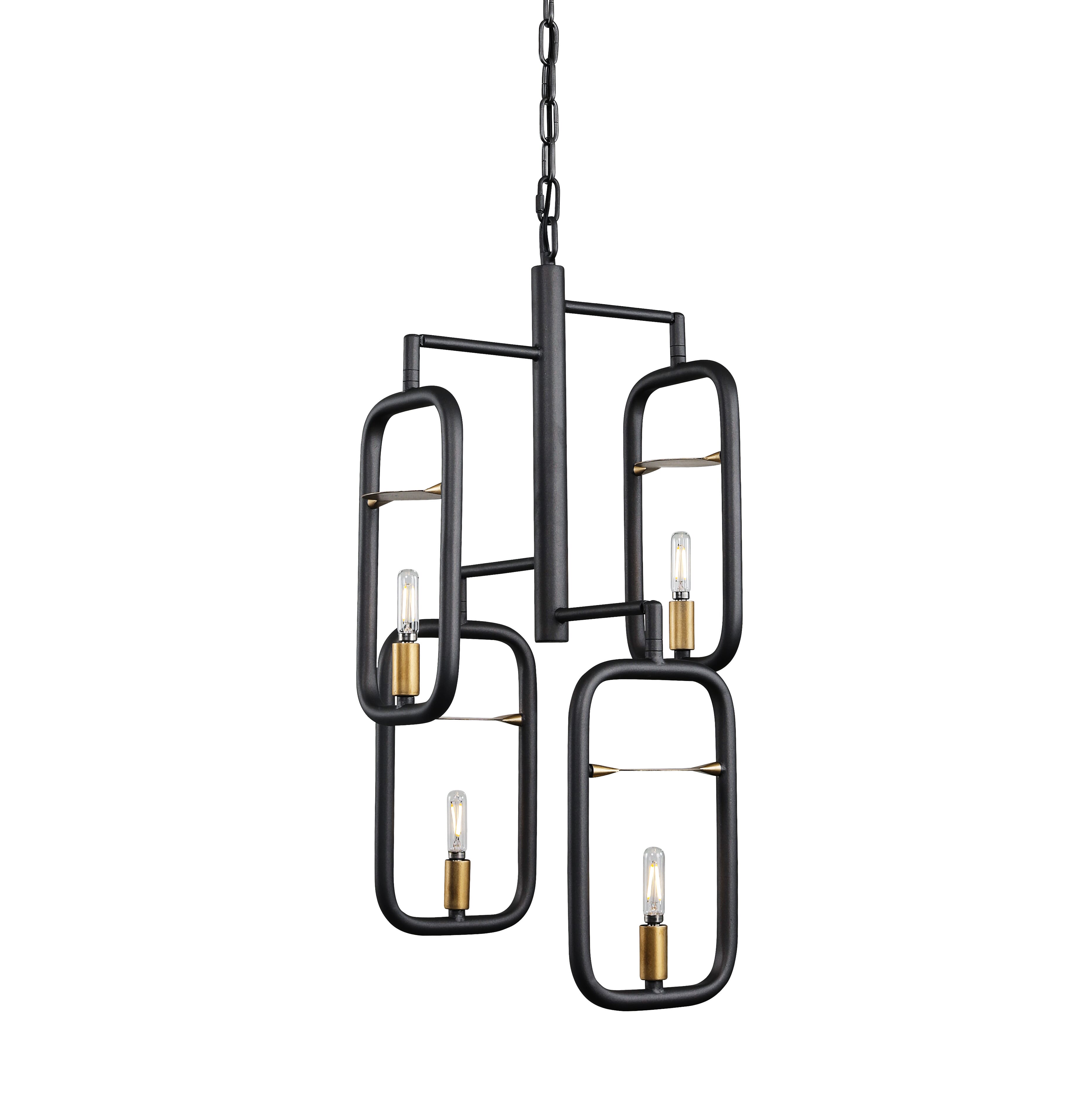 Varaluz Bar None 4-Light Pendant Light in Aged Gold with Rustic Bronze