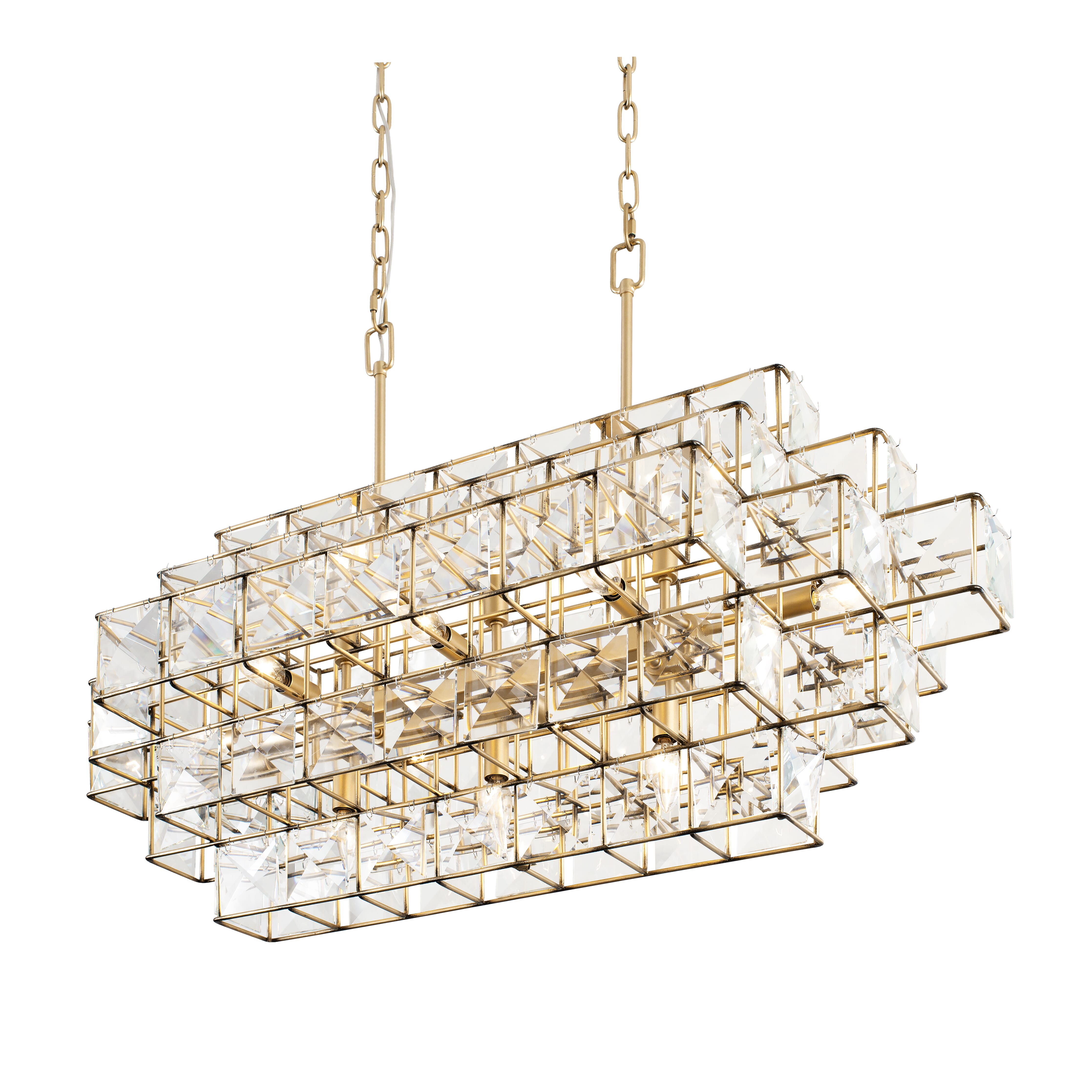 Varaluz Cubic 14-Light 41" Linear Pendant in Calypso Gold