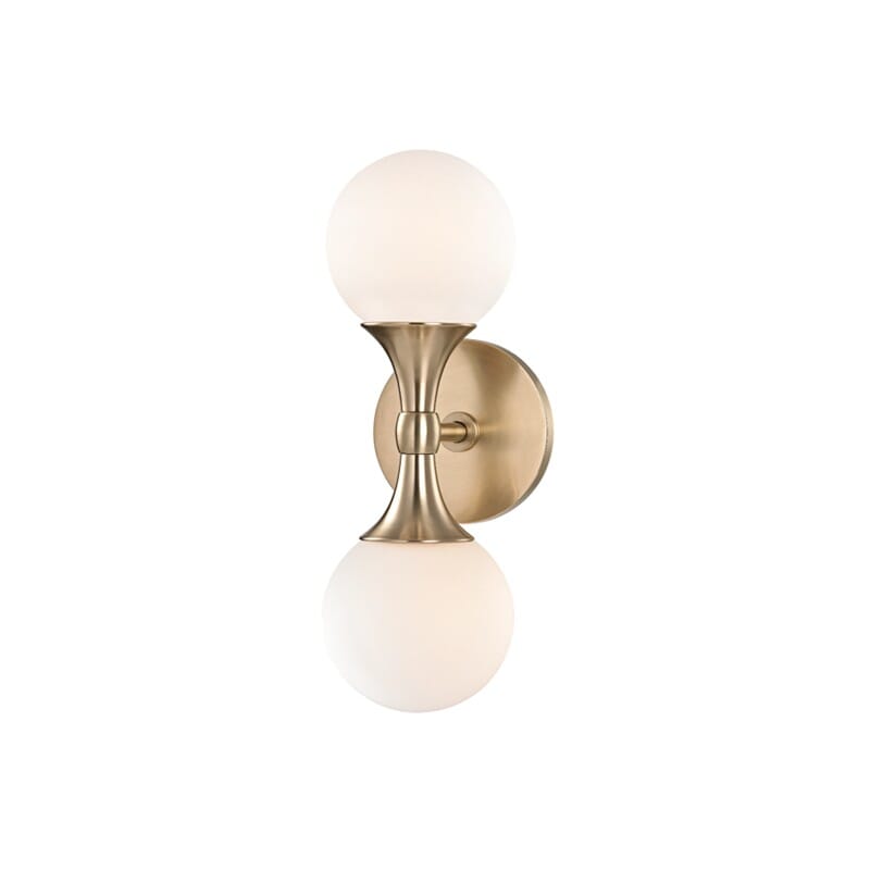 Hudson Valley Astoria 2-Light 14" Wall Sconce in Aged Brass