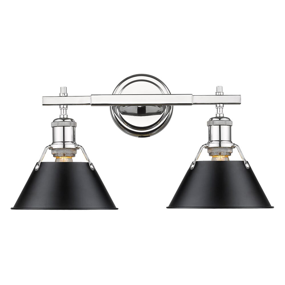 Golden Orwell 2-Light 18" Bathroom Vanity Light in Chrome