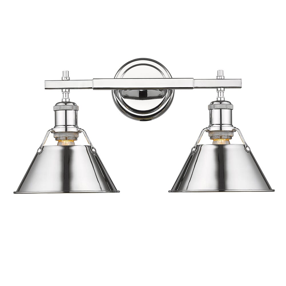 Golden Orwell 2-Light 18" Bathroom Vanity Light in Chrome