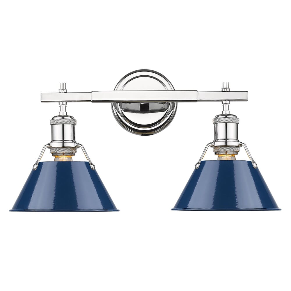 Golden Orwell 2-Light 18" Bathroom Vanity Light in Chrome