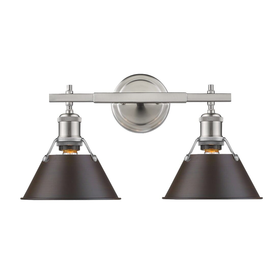 Golden Orwell 2-Light Bathroom Vanity Light in Pewter