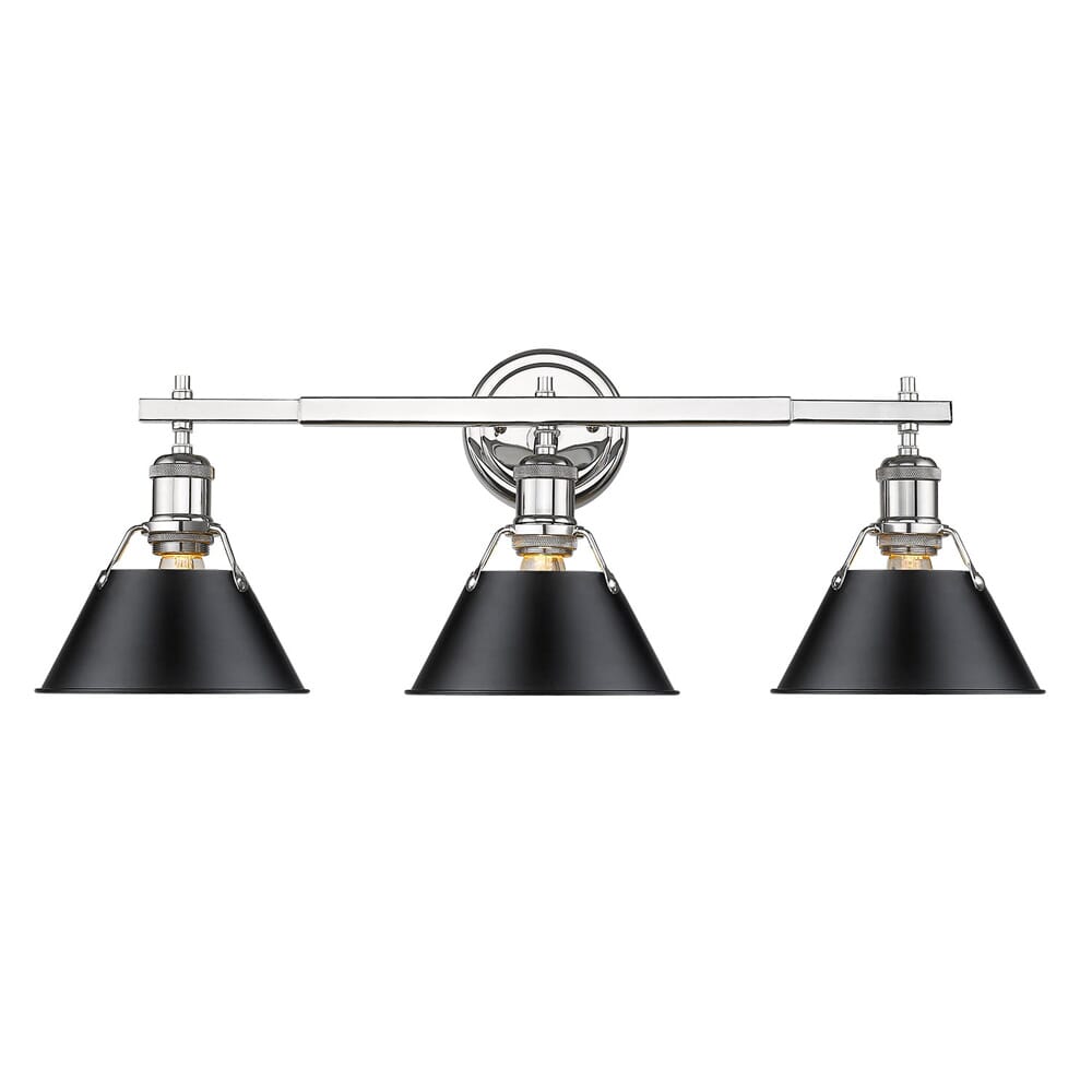 Golden Orwell 3-Light 24" Bathroom Vanity Light in Chrome